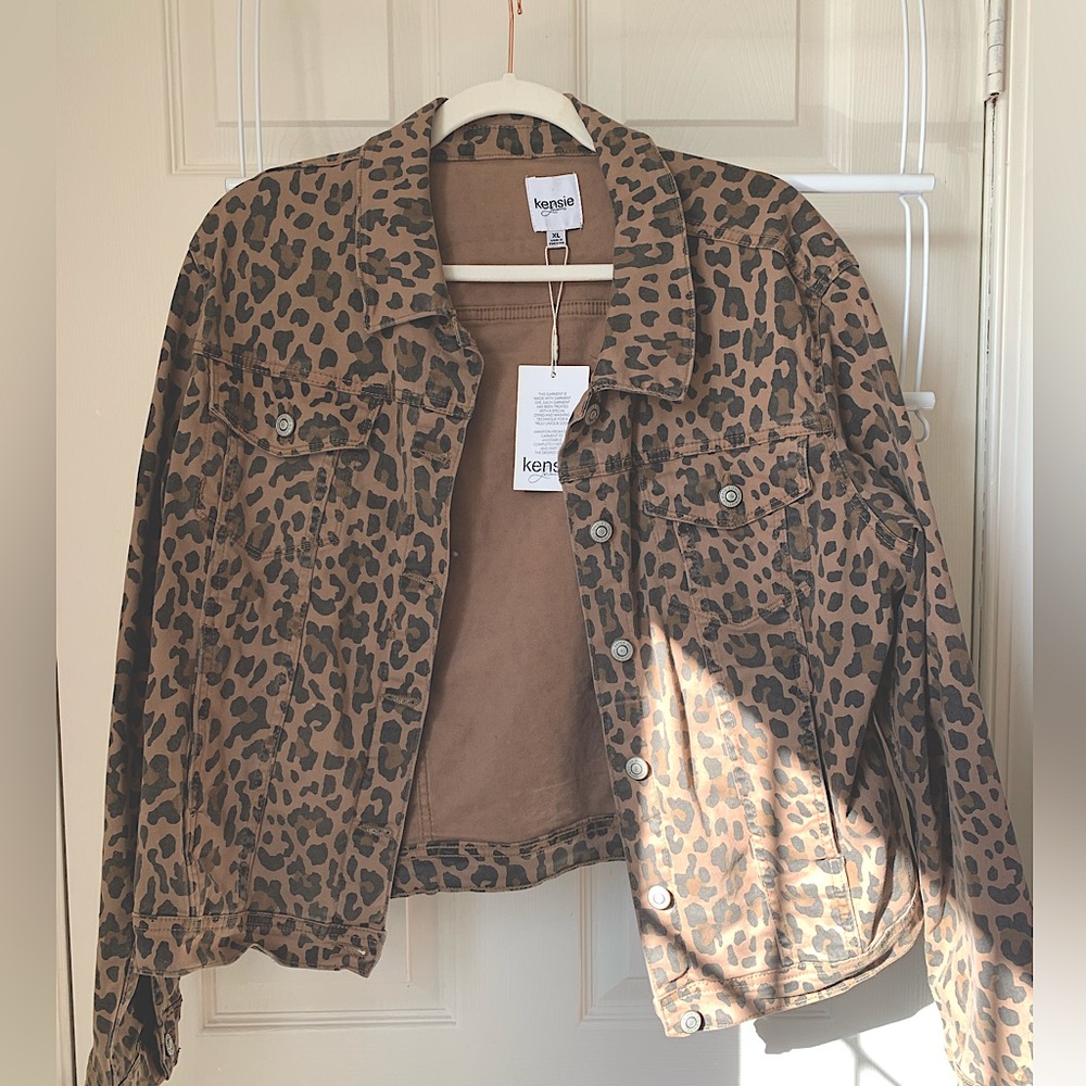 Leopard print denim jacket